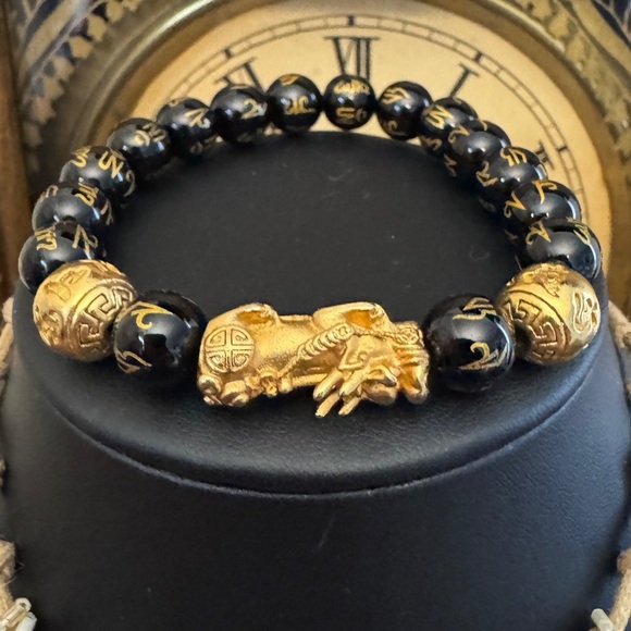 Regal Gold Pearly White Beaded Fringe Statement Choker Necklace w Dagon bracelet - Picture 3 of 7